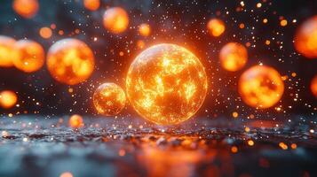 Countless glowing spheres burst into existence from central core creating awe inspiring alternative Big Bang scenario in endless cosmic void of swirling dimensions photo