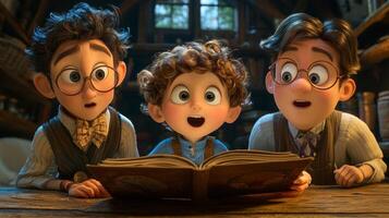 In cozy home polyamorous trio enjoys special moment delighted child. One partner reads story while others share warm smiles and laughter embodying acceptance photo