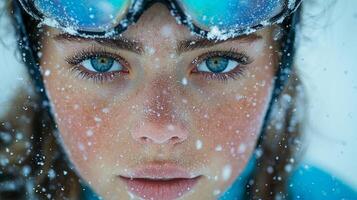 professional speed skater displays determination just before race begins photo