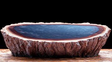 A beautifully crafted wooden bowl with a glossy surface, showcasing rich textures and colors photo