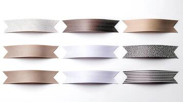 A collection of decorative ribbons in various colors and textures arranged neatly for crafting projects photo