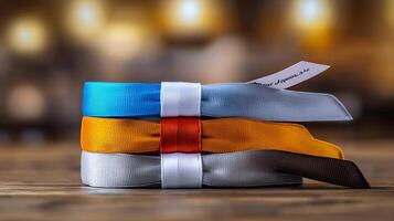 A stack of three ties photo