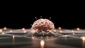 A conceptual visualization of a brain surrounded by glowing connections, symbolizing neural networks and technology photo