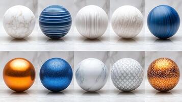 A series of different colored eggs on a white surface photo
