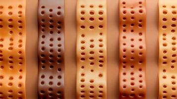A set of brown and orange strips of bread photo