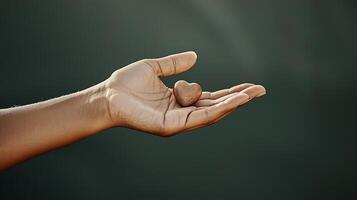 A hand holding a small object in the palm photo