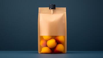 A bag of oranges in a pouch on a dark background photo