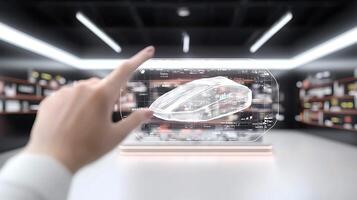 A person pointing at a computer screen with a mouse photo