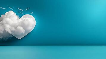 A heart shaped cloud with birds flying around it photo