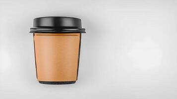 A coffee cup with a lid on a white background photo
