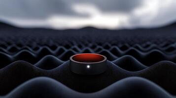 A ring sitting on top of a black surface photo