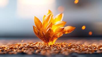 A flower is being lit on fire photo