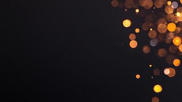 Golden lights on black background photo