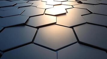 Hexagonal background with a sun shining through it photo