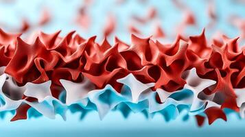 A close up of a red and white paper photo
