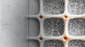 A close up of a concrete wall with holes in it photo