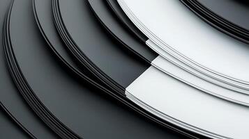 A black and white image of a stack of paper photo