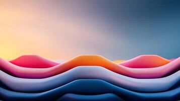 Colorful waves on a blue background photo