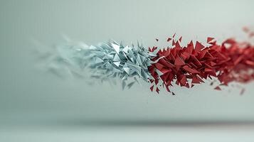 Abstract 3d red and white broken pieces photo