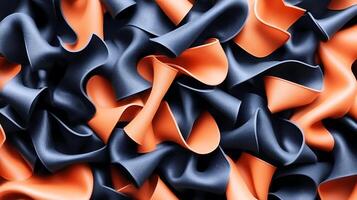 A close up of a bunch of orange and blue fabric photo
