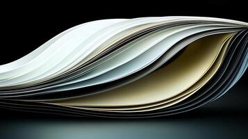 A stack of folded paper on a black background photo