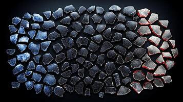 A broken glass pattern is shown on a black background photo