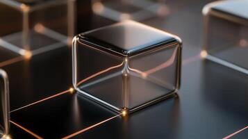 3d rendering of a cube with a glowing light photo