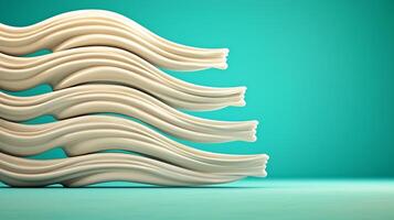 A stack of white wavy shapes on a turquoise background photo