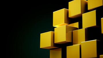 3d rendering of yellow cubes on black background photo