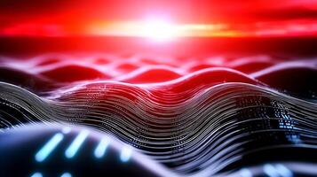 A red and black background with waves photo