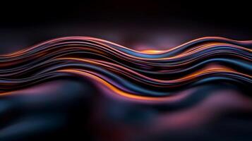 Abstract background with waves of black and orange photo