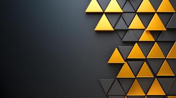 3d illustration of a black and gold background with triangles photo