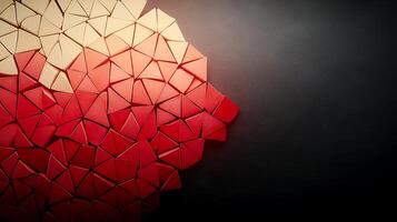Abstract red and gold triangles on black background photo