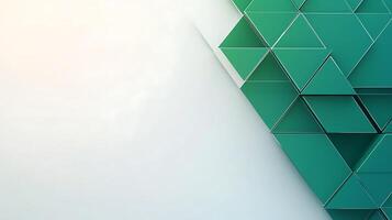 Green and white geometric background with triangles photo