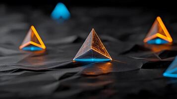 A group of triangles with glowing lights photo