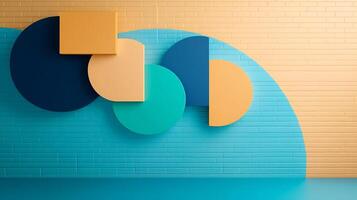 Colorful abstract background with 3d render of 3d shapes photo