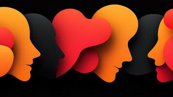 A group of people with different colored faces photo