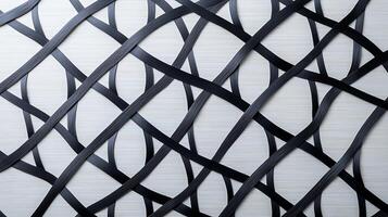 A black and white photo of a wall with a pattern of black and white lines