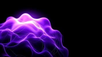 A purple wave of light is shown on a black background photo
