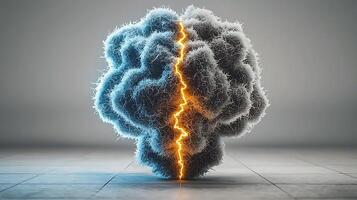A brain with lightning coming out of it photo