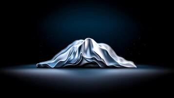 A mountain in the dark with a light shining on it photo