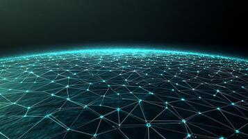 A globe with a network of lines and dots photo
