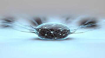 A computer generated image of a ball with wires photo