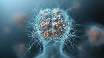 The brain is shown in a 3d image photo