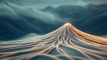 An abstract image of a mountain with a light coming from it photo