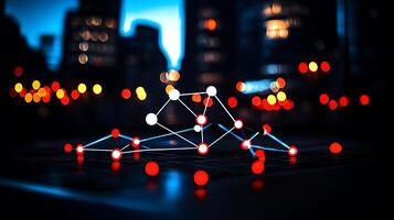 A cityscape with a network of dots photo