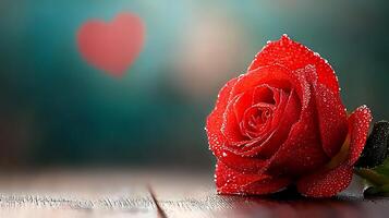 A red rose with water droplets on it photo