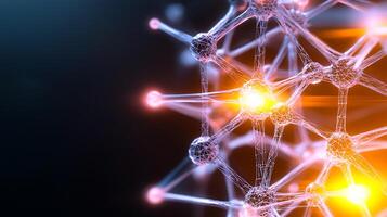 3d rendering of a network of molecules photo