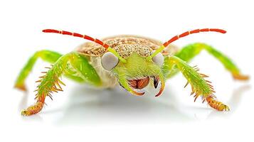 A bug with a green and red head photo