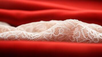 A close up of a white lace fabric photo